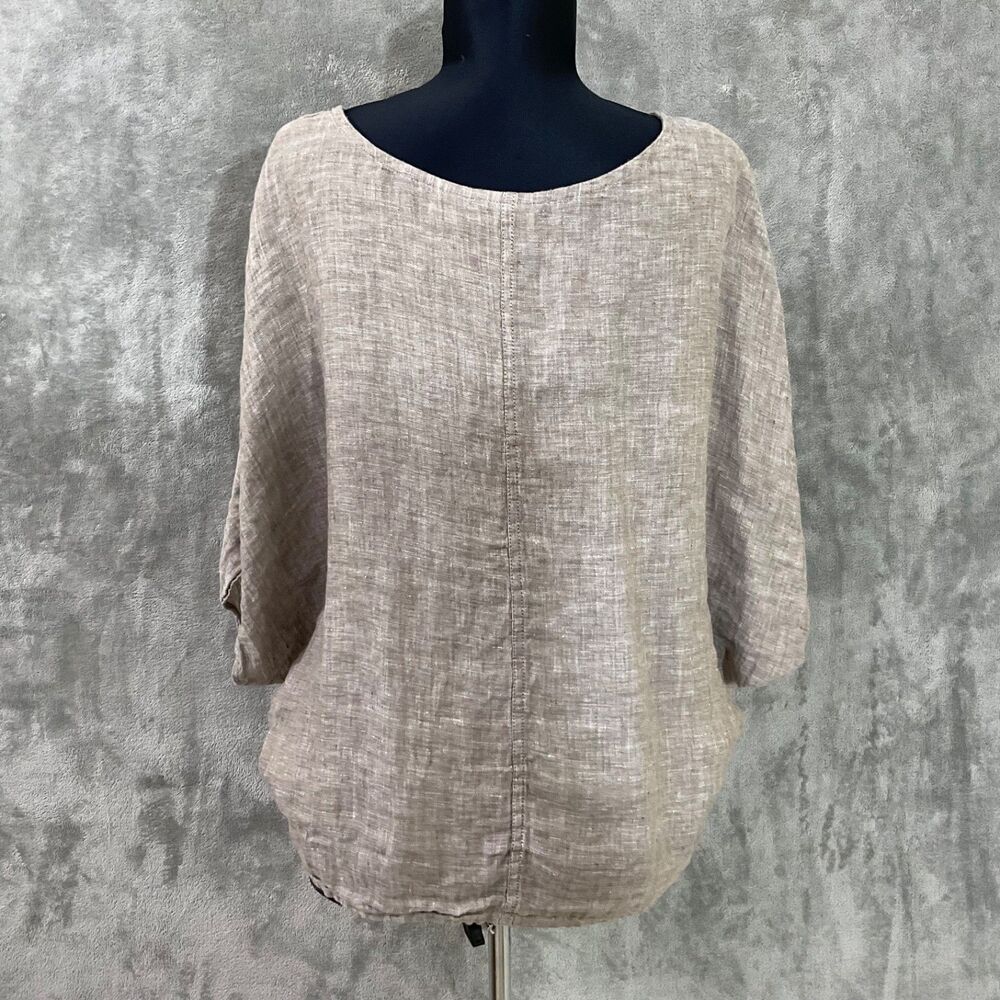 Sigrid Olsen 100% LinenTop Oversized Dolman sleeves Beach Coastal minimalist - Picture 3 of 10